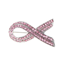 jewelry elegant pink shinning rhinestone crystal breast cancer awareness ribbon brooch pin J4U66