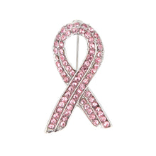 jewelry elegant pink shinning rhinestone crystal breast cancer awareness ribbon brooch pin J4U66