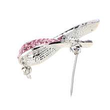 jewelry elegant pink shinning rhinestone crystal breast cancer awareness ribbon brooch pin J4U66