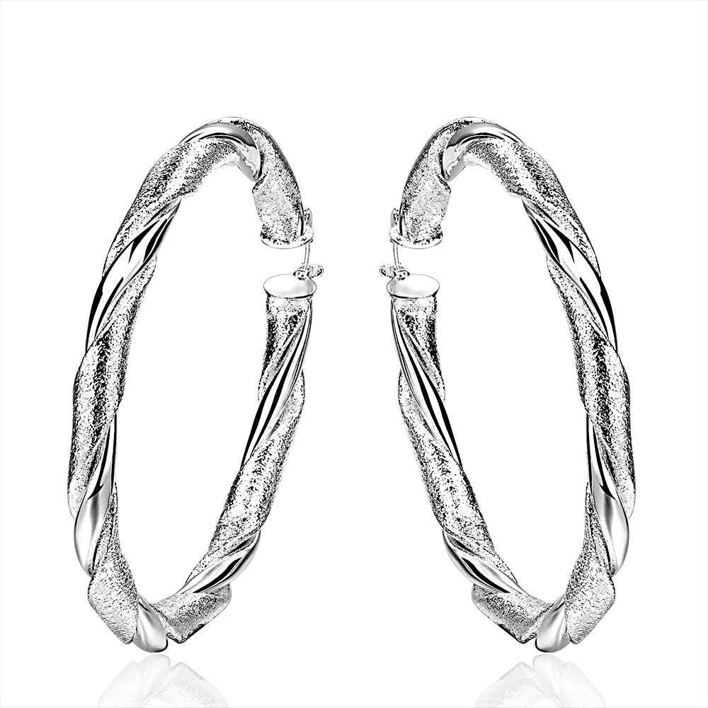 jewelry womens silver plated big round hoop earings bijoux earrings for wedding smte50 J4U66