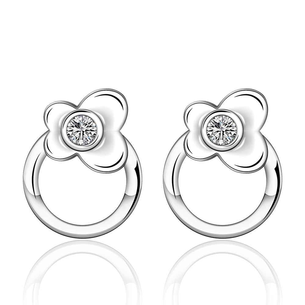 jewelry womens silver plated circle stud earings bijoux earrings for wedding smte5 J4U66