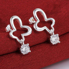 jewelry womens silver plated crystal flower stud earings bijoux earrings for wedding smte57 J4U66