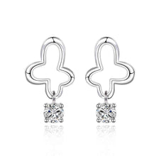 jewelry womens silver plated crystal flower stud earings bijoux earrings for wedding smte57 J4U66