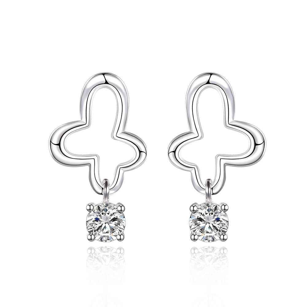 jewelry womens silver plated crystal flower stud earings bijoux earrings for wedding smte57 J4U66
