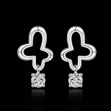 jewelry womens silver plated crystal flower stud earings bijoux earrings for wedding smte57 J4U66