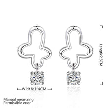 jewelry womens silver plated crystal flower stud earings bijoux earrings for wedding smte57 J4U66