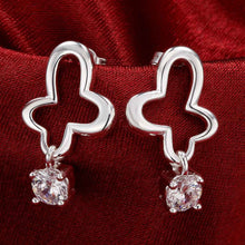 jewelry womens silver plated crystal flower stud earings bijoux earrings for wedding smte57 J4U66