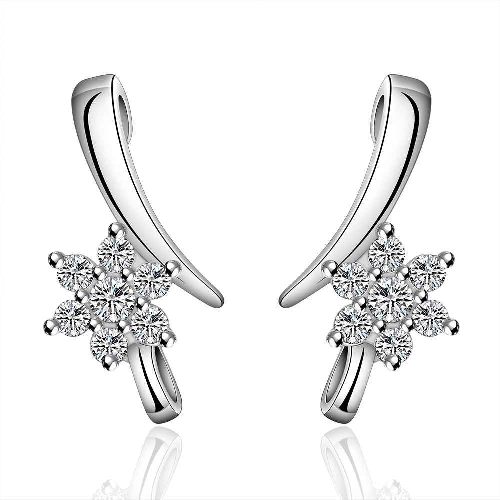 jewelry womens silver plated flower stud earings bijoux earrings for wedding smte5 J4U66