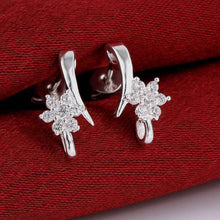 jewelry womens silver plated flower stud earings bijoux earrings for wedding smte5 J4U66