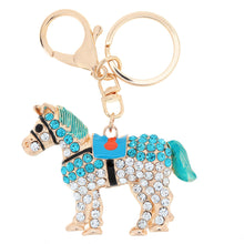 jewelry hollow out horse car key chain rhinestone animal pendant key ring couple keychain keyring 5color J4U66
