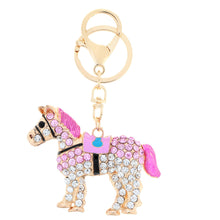 jewelry hollow out horse car key chain rhinestone animal pendant key ring couple keychain keyring 5color J4U66