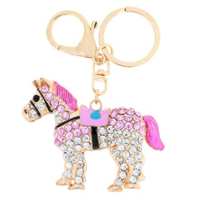 jewelry hollow out horse car key chain rhinestone animal pendant key ring couple keychain keyring 5color J4U66