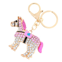 jewelry hollow out horse car key chain rhinestone animal pendant key ring couple keychain keyring 5color J4U66