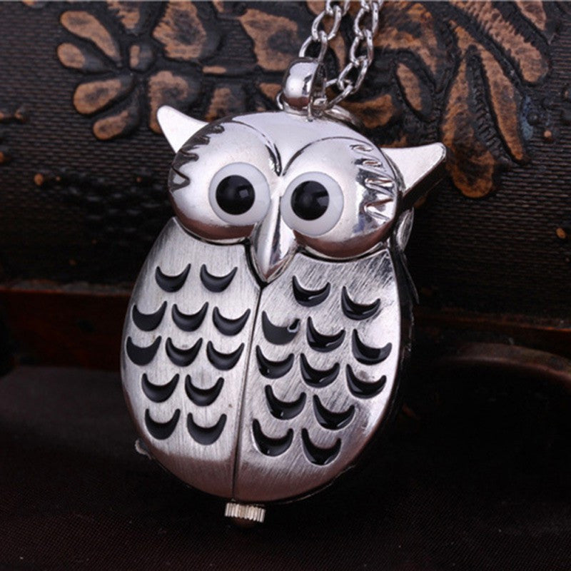 Jewelry Owl Necklace Pendant Chain Pocket Quartz Watch Analog Clock PY8 J4U66