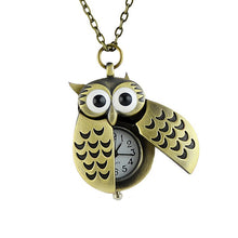 jewelry owl necklace pendant chain pocket quartz watch analog clock J4U66