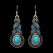Jewelry Sets Tibetan Turquoise Chain Necklace & Pendants Silver Plated Water Drop Shaped Stud Earrings Women Collar J4U66