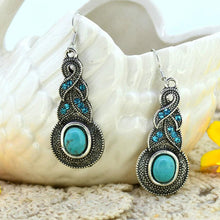 Jewelry Sets Tibetan Turquoise Chain Necklace & Pendants Silver Plated Water Drop Shaped Stud Earrings Women Collar J4U66