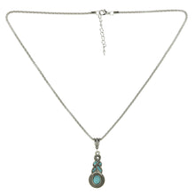 Jewelry Sets Tibetan Turquoise Chain Necklace & Pendants Silver Plated Water Drop Shaped Stud Earrings Women Collar J4U66