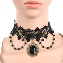 Fashion Lace Collar Flower Victorian Choker Womens Pendant Gothic Gems Necklace J4U66