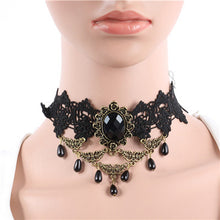 Fashion Lace Collar Flower Victorian Choker Womens Pendant Gothic Gems Necklace J4U66