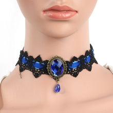 Fashion Lace Collar Flower Victorian Choker Womens Pendant Gothic Gems Necklace J4U66