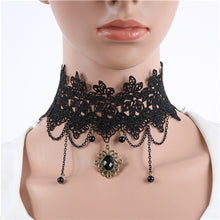Fashion Lace Collar Flower Victorian Choker Womens Pendant Gothic Gems Necklace J4U66