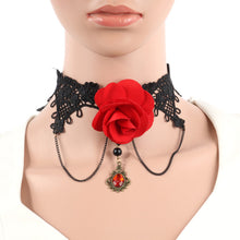 Fashion Lace Collar Flower Victorian Choker Womens Pendant Gothic Gems Necklace J4U66