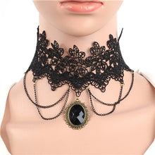 Fashion Lace Collar Flower Victorian Choker Womens Pendant Gothic Gems Necklace J4U66