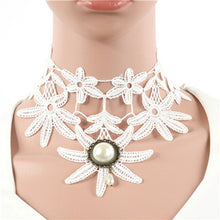 Fashion Lace Collar Flower Victorian Choker Womens Pendant Gothic Gems Necklace J4U66