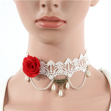 Fashion Lace Collar Flower Victorian Choker Womens Pendant Gothic Gems Necklace J4U66