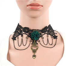 Fashion Lace Collar Flower Victorian Choker Womens Pendant Gothic Gems Necklace J4U66