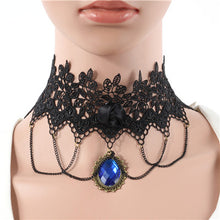 Fashion Lace Collar Flower Victorian Choker Womens Pendant Gothic Gems Necklace J4U66