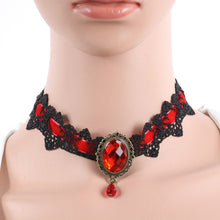 Fashion Lace Collar Flower Victorian Choker Womens Pendant Gothic Gems Necklace J4U66