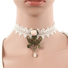 Fashion Lace Collar Flower Victorian Choker Womens Pendant Gothic Gems Necklace J4U66