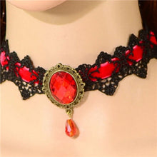 Fashion Lace Collar Flower Victorian Choker Womens Pendant Gothic Gems Necklace J4U66