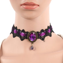 Fashion Lace Collar Flower Victorian Choker Womens Pendant Gothic Gems Necklace J4U66