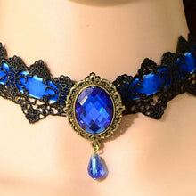 Fashion Lace Collar Flower Victorian Choker Womens Pendant Gothic Gems Necklace J4U66