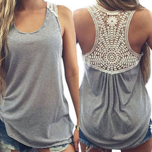 Lace Crochet Back Striped Vest Casual Plus Size Sleeveless Tank Top Shirt blusa S-XL DesignWomen Sexy Tank Tops J4U66