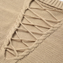 lace up knitted sweater women long sleeve turtleneck casual pullover hollow out basic knit tops jumper pull femme J4U66