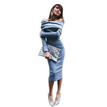 Fashion Lady Long Sleeve Off Shoulder Party Cocktail Pullover Dress Slim Pencil J4U66