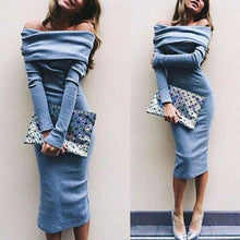 Fashion Lady Long Sleeve Off Shoulder Party Cocktail Pullover Dress Slim Pencil J4U66
