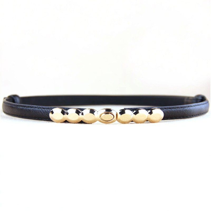 Fashion Lady PU Leather Alloy Thin Belts press design Thin Skinny Waistband P1 J4U66