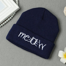letter meow cap women casual hip hop hats knitted skullies beanie warm girls beanies bonnet femme mom hats gorro J4U66