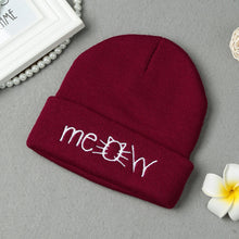 letter meow cap women casual hip hop hats knitted skullies beanie warm girls beanies bonnet femme mom hats gorro J4U66