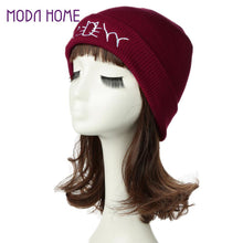 letter meow cap women casual hip hop hats knitted skullies beanie warm girls beanies bonnet femme mom hats gorro J4U66