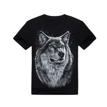 men cotton t-shirts 3d print wolf animal pattern short sleeve funny t-shirtss plus size casual tops tee camisetas black J4U66