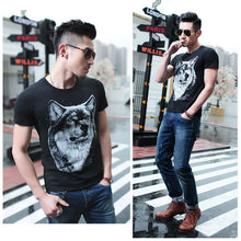 men cotton t-shirts 3d print wolf animal pattern short sleeve funny t-shirtss plus size casual tops tee camisetas black J4U66