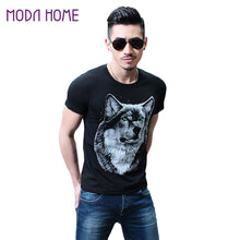 men cotton t-shirts 3d print wolf animal pattern short sleeve funny t-shirtss plus size casual tops tee camisetas black J4U66