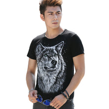 men cotton t-shirts 3d print wolf animal pattern short sleeve funny t-shirtss plus size casual tops tee camisetas black J4U66