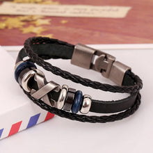 Men's Bracelets Bohemian Leather Jewelry Rhinestone Crystal Handmade Metal Beaded Mens Bracelets J4U66